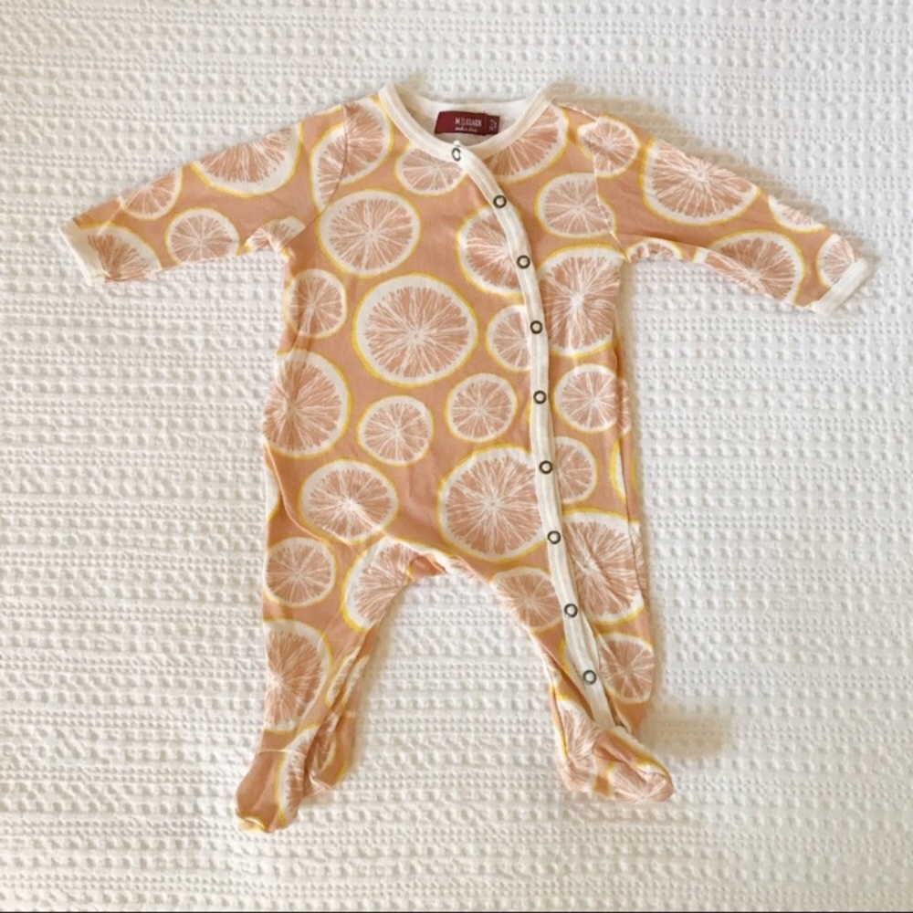 Milkbarn Organic Grapefruit Footed Romper
